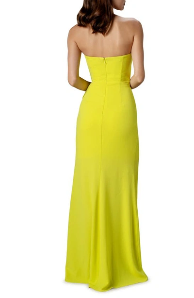 Shop Dress The Population Kai Strapless Gown In Lemongrass