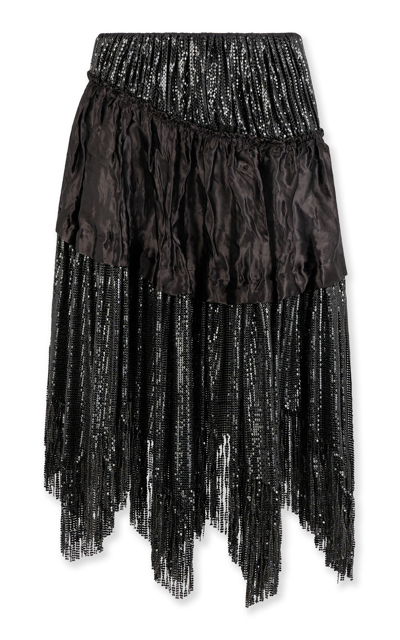 Shop Rabanne Fringe-trimmed Mini Skirt In Black