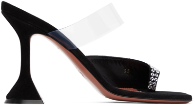 Shop Amina Muaddi Black Paloma Heeled Sandals