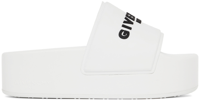 Shop Givenchy White Logo Platform Sandals In 100 White