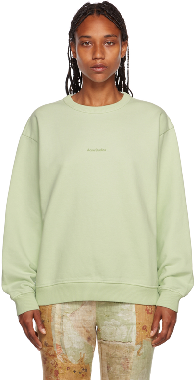 Shop Acne Studios Green Organic Cotton Sweatshirt In Pastel Green