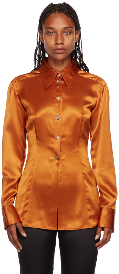 Shop Acne Studios Orange Button-up Blouse In Rust Orange