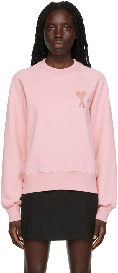 Shop Ami Alexandre Mattiussi Pink Ami De Cœur Sweatshirt In 655 Pale Pink