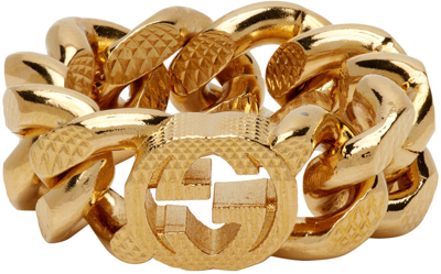 Shop Gucci Gold Interlocking G Ring In 8005 Oro 63