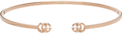 Shop Gucci Rose Gold Running Cuff Bracelet In 5702 Oro Rosa