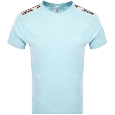 Shop Moschino Taped Logo Short Sleeved T Shirt Blue