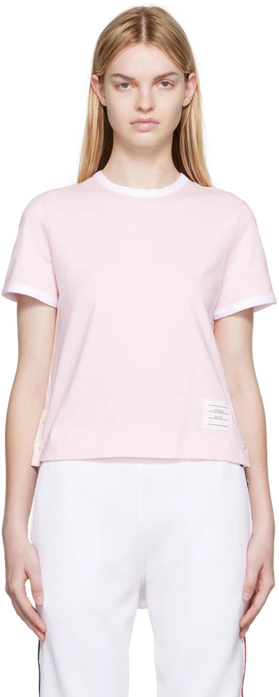 Shop Thom Browne Pink Ringer T-shirt In 680 Lt Pink