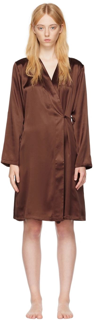 Shop La Perla Brown Silk Robe In R197 Oriental Elixir