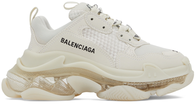 Shop Balenciaga Off-white Triple S Sneakers In 9100 Light Beige