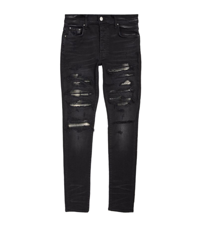 Shop Amiri Plaid Thrasher Skinny Jeans In Black