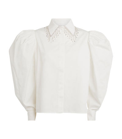 Shop Anouki Cotton Embellished Shirt In White