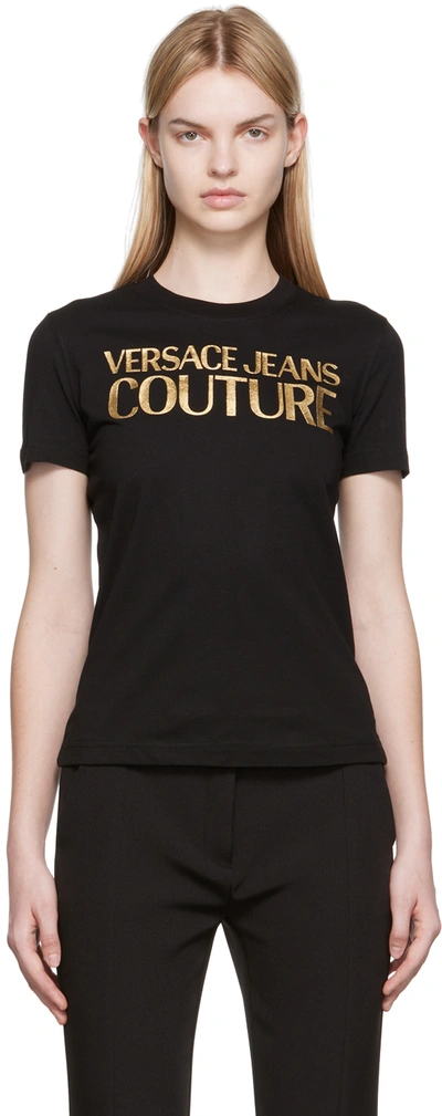 Shop Versace Jeans Couture Black Printed T-shirt In Eg89 899 + 948