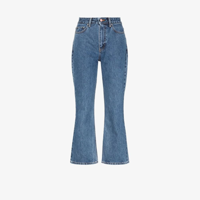 Shop Ganni Betzy Cropped Jeans - Women's - Organic Cotton In Blue