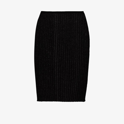 Shop A. Roege Hove Black Emma Ribbed Knit Metallic Mini Skirt