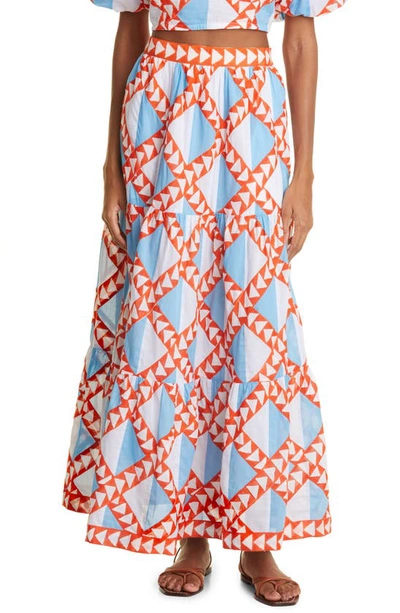 Shop Banjanan Patience Organic Cotton Maxi Skirt In Diamond Patchwork Solid