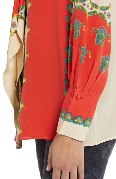 Shop Etro Santa Barbara Paisley Print Tie Neck Silk Blouse In Red 600