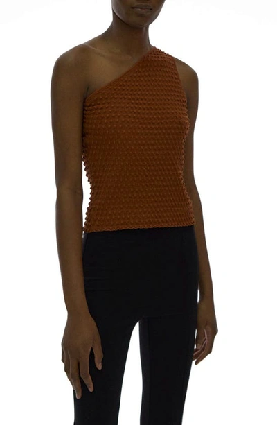 Helmut Lang Mini Spike Asymmetric Knit Tank In Pecan