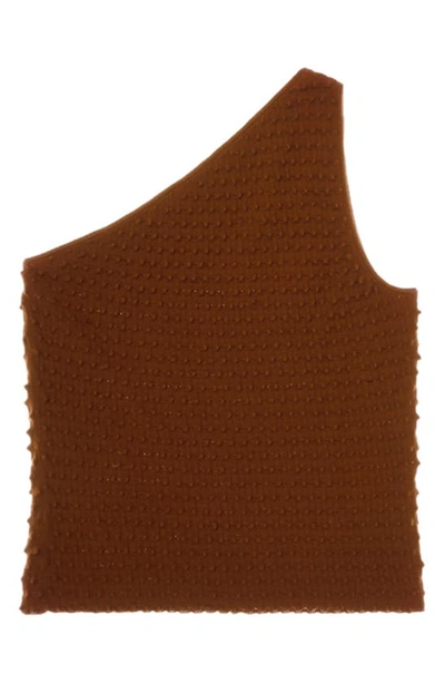 Helmut Lang Mini Spike Asymmetric Knit Tank In Pecan