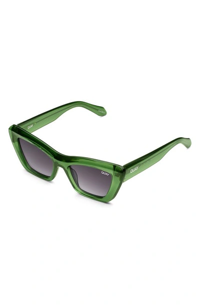 Quay On The Radio 50mm Cat Eye Sunglasses In Green / Smoke
