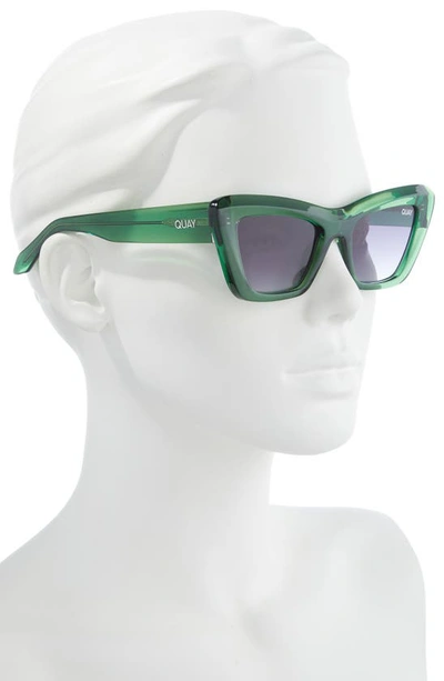 Quay On The Radio 50mm Cat Eye Sunglasses In Green / Smoke