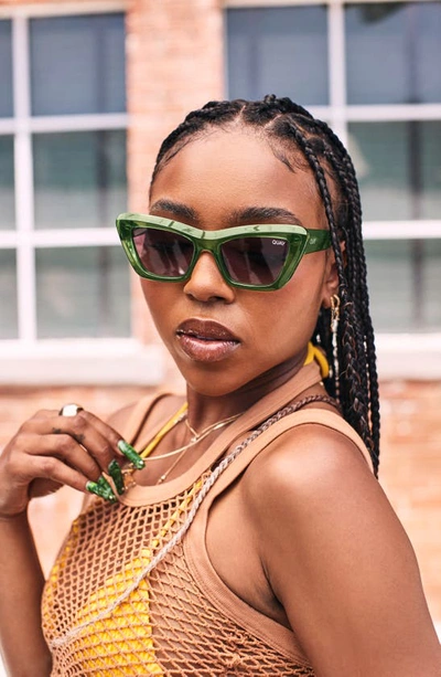 Quay On The Radio 50mm Cat Eye Sunglasses In Green / Smoke