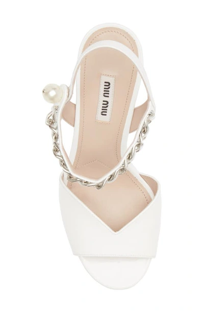 Shop Miu Miu Chain Strap Platform Sandal In Bianco