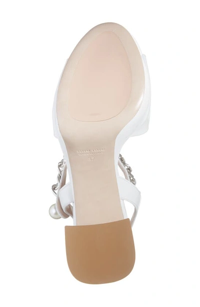 Shop Miu Miu Chain Strap Platform Sandal In Bianco