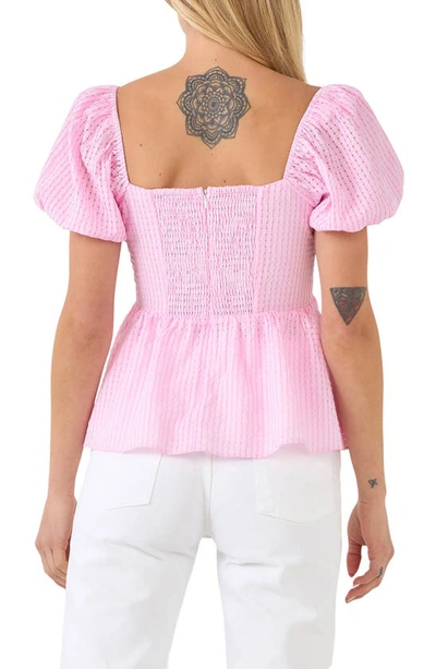 English Factory Check Puff Sleeve Top In Powder Pink