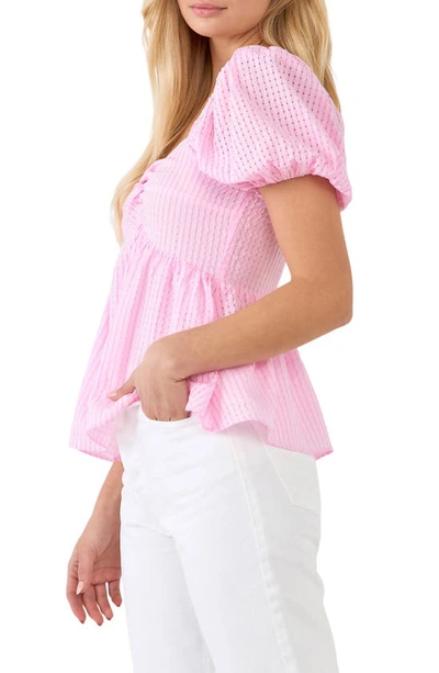 English Factory Check Puff Sleeve Top In Powder Pink