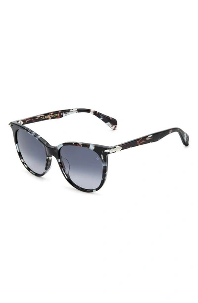 Shop Rag & Bone 53mm Gradient Cat Eye Sunglasses In Blue Havana / Grey Shaded