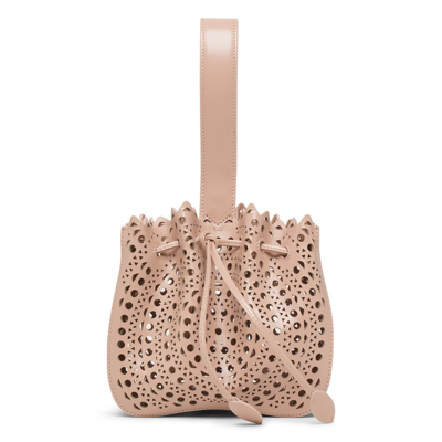 Shop Alaïa Rose Marie Beige Bracelet Bag