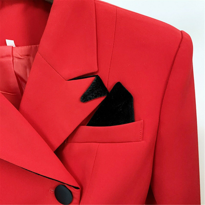 Pre-owned Blazer Damen Luxus Designer Inspiriert Enganliegend Gekürzt Rot Smoking Style Mantel