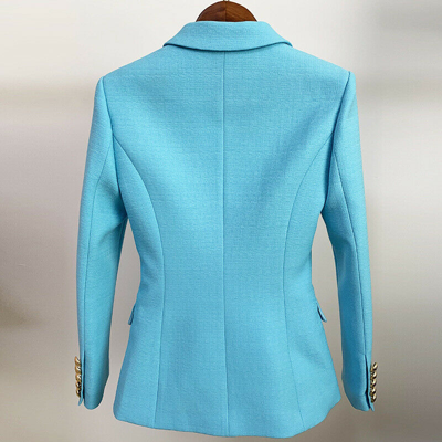 Pre-owned Blazer 2021 Damen Luxus Designer Inspiriert Blau Angepasst  Golden Knöpfe Mantel