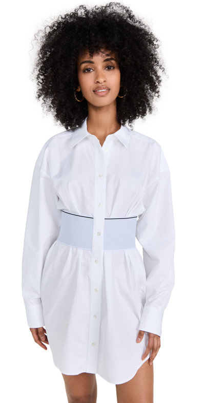 Shop Alexander Wang Logo Elastic Shirt Dress In White