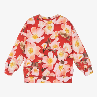 Shop Molo Girls Red Floral Sweatshirt