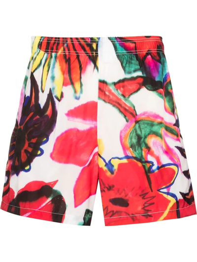 Shop Our Legacy Splash Floral-print Swim Shorts In Red