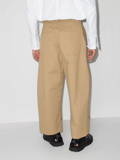 Studio Nicholson Pleated Chino Trousers Featuring Belt Loops In Neutrals