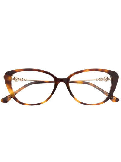 Shop Jimmy Choo Cat-eye Frame Glasses In Brown