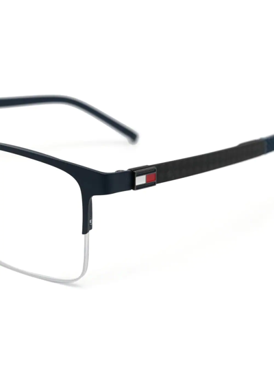 Shop Tommy Hilfiger Rectangle-frame Glasses In Blue