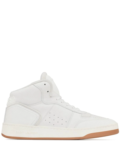 Shop Saint Laurent High-top Leather Sneakers In White
