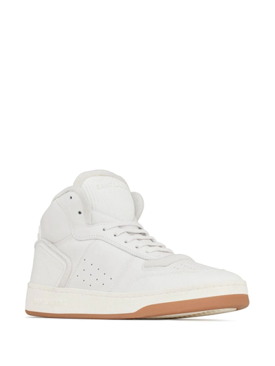 Shop Saint Laurent High-top Leather Sneakers In White