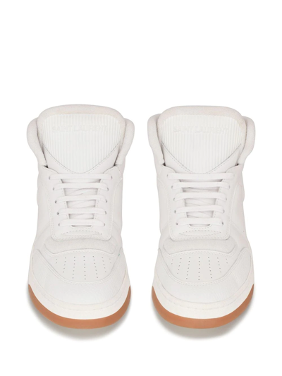 Shop Saint Laurent High-top Leather Sneakers In White