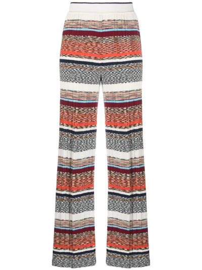 Shop Missoni Striped Knitted Trousers In Neutrals