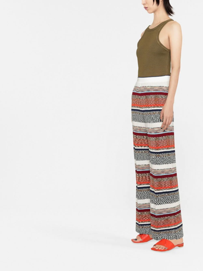 Shop Missoni Striped Knitted Trousers In Neutrals