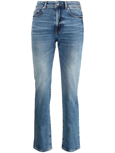 Shop Chiara Ferragni Logo-patch Straight-leg Jeans In Blue
