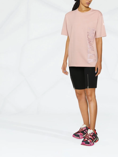 Shop Moncler Logo-print Cotton T-shirt In Pink