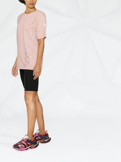 Shop Moncler Logo-print Cotton T-shirt In Pink