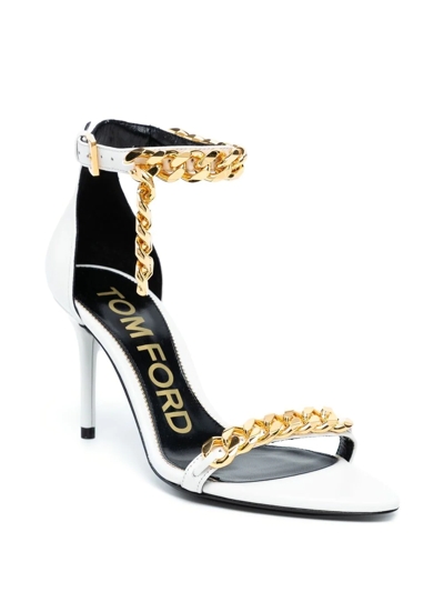 Shop Tom Ford Chain-embellished Sandals In White