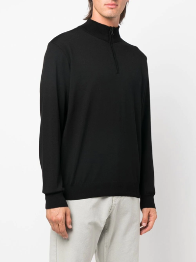 Shop Paul & Shark Fine-knit Half-zip Jumper In Black