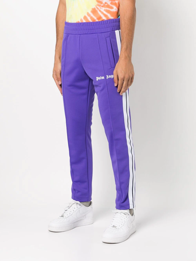 Palm Angels Logo Print Tech Jersey Track Pants In Purple